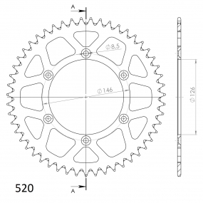 Alu-Kettenrad Supersprox 520 - 50Z (rot)