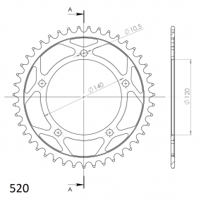 Alu-Kettenrad Supersprox 520 - 43Z (rot)