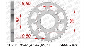 Stahl-Kettenrad AFAM 428 - 43Z (Silber)