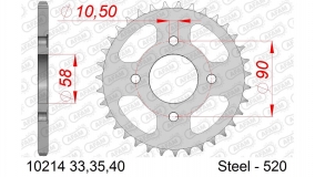 Stahl-Kettenrad AFAM 520 - 33Z (Silber)